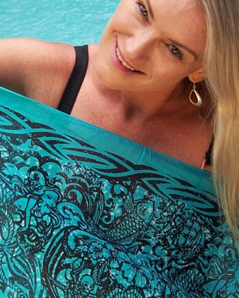 tatto inspired design incorporating mermaids sailing ships and pirates. printed on 100% indian cotton voile very light weight and perfect for the beach in summer or around the pool